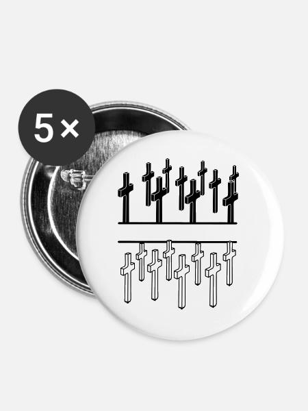 Kreuze Militärfriedhof - Buttons groß 56 mm (5er Pack) - Weiß