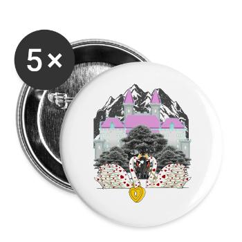 Mountain Castle Swans Love Heart Saint-Valentin - Lot de 5 grands badges (56 mm) - blanc - Devant
