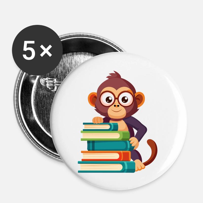 Jungle Junior: Playful Monkey Adventure - Buttons large 2.2''/56 mm (5-pack) - white
