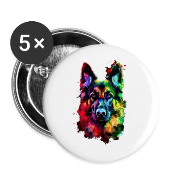 German Shepherd Bright Colors Pop Art Dog Shepherd Dogs - Buttons large 2.2''/56 mm (5-pack) - white - Front