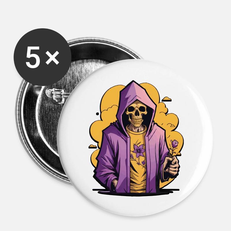 Tod in der Nachbarschaft - Buttons groß 56 mm (5er Pack) - Weiß