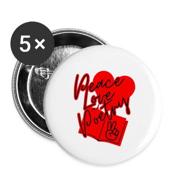 peace, love & poetry - Buttons large 2.2''/56 mm (5-pack) - white - Front