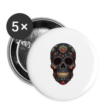 Dia De Muertos Skull Design Vacances Mexicaines - Lot de 5 grands badges (56 mm) - blanc - Devant