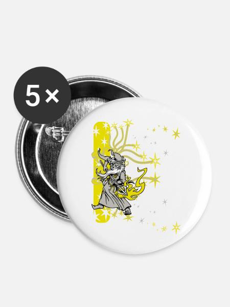 Zauberer - Buttons groß 56 mm (5er Pack) - Weiß