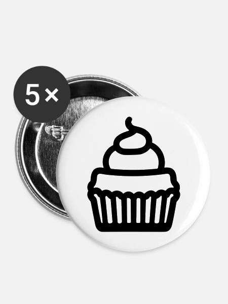 Cupcake - Buttons groß 56 mm (5er Pack) - Weiß