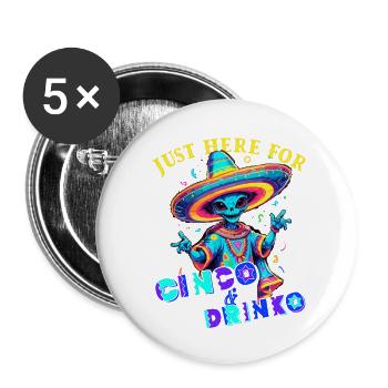 Drôle de fête Fiesta Alien Vacances mexicaines - Lot de 5 grands badges (56 mm) - blanc - Devant