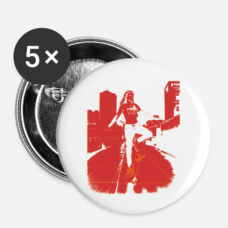 skate.point_flying.red_point.city - Buttons large 2.2''/56 mm (5-pack) - white