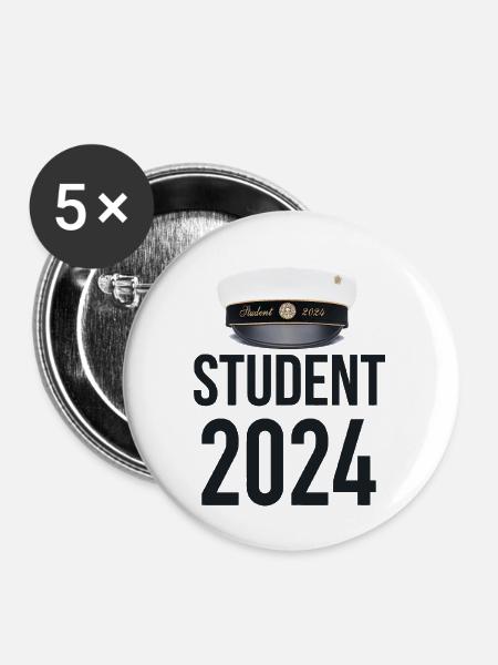 Abschlussfeier 2024 Abiturfeier - Buttons groß 56 mm (5er Pack) - Weiß