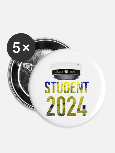 Abschlussfeier 2024 Abiturfeier - Buttons groß 56 mm (5er Pack) - Weiß