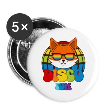 Disco Fox Lunettes de soleil Disco Ball Fox - Lot de 5 grands badges (56 mm) - blanc - Devant