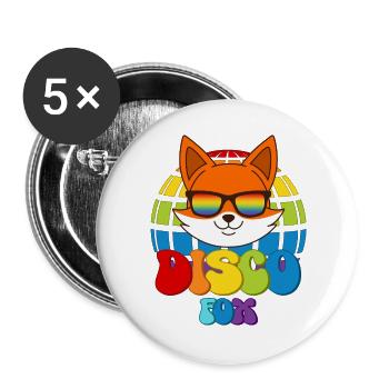 Disco Fox Lunettes de soleil Disco Ball Fox - Lot de 5 grands badges (56 mm) - blanc - Devant