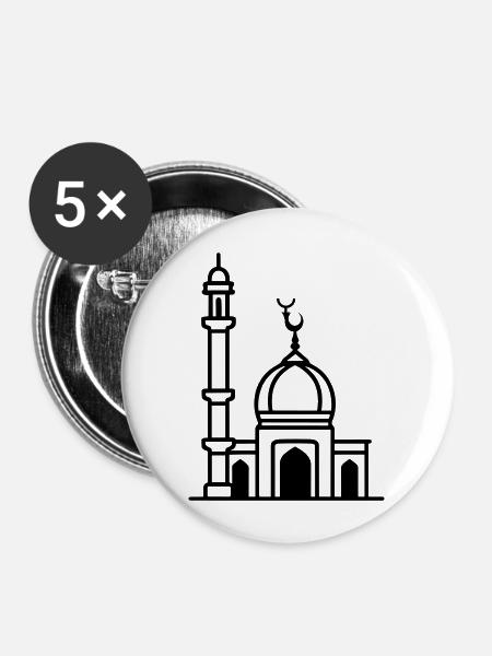Moschee - Buttons groß 56 mm (5er Pack) - Weiß