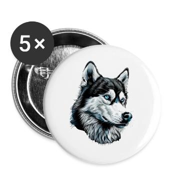 Husky Dogs Lover Dog Love Siberian Huskies - Buttons large 2.2''/56 mm (5-pack) - white - Front