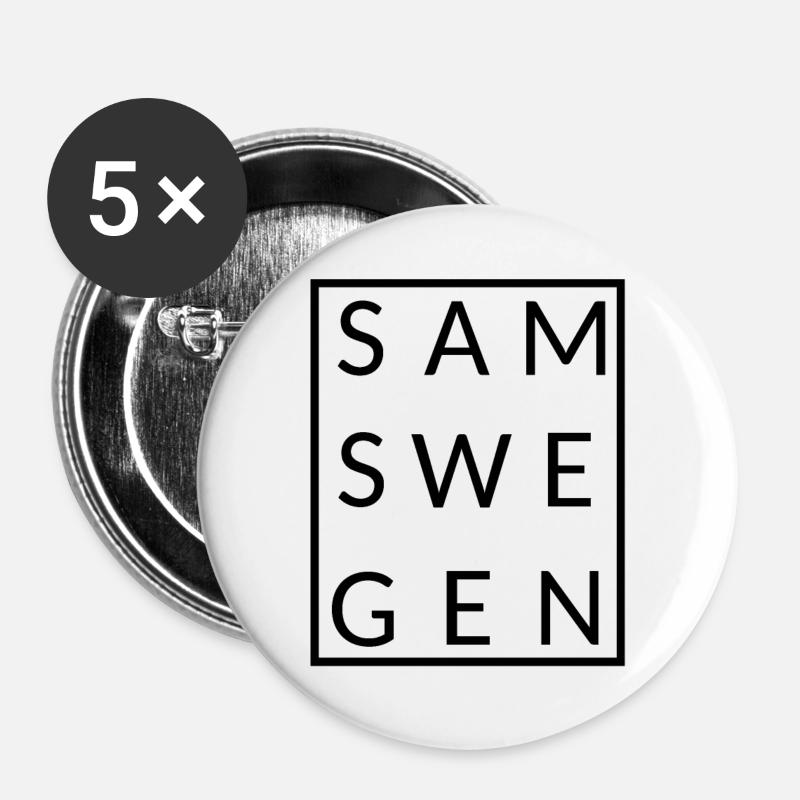 Samswegen eingerahmt - Buttons groß 56 mm (5er Pack) - Weiß