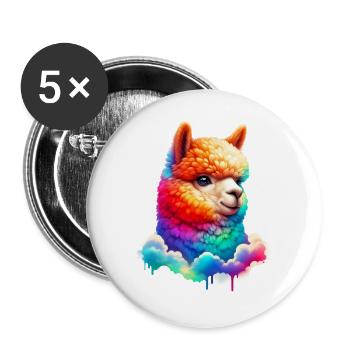 Alpaga - Lot de 5 grands badges (56 mm) - blanc - Devant