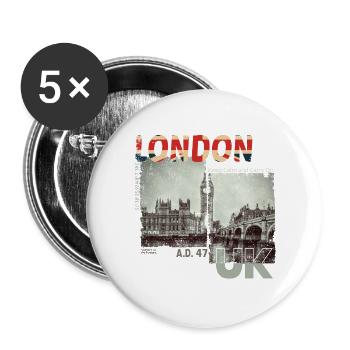 London UK Vintage - Buttons groß 56 mm (5er Pack) - Weiß - Vorne