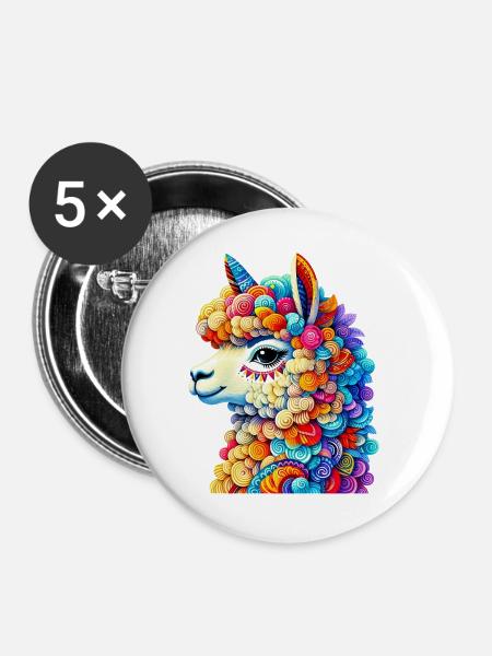 Alpaka - Buttons groß 56 mm (5er Pack) - Weiß