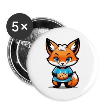 Renard avec un biscuit dans les pattes - Lot de 5 grands badges (56 mm) - blanc - Devant