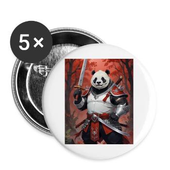 Ein monströses Ungetüm, ein Pandabär, Samurai - Buttons groß 56 mm (5er Pack) - Weiß - Vorne