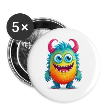Niedliches Monster - Buttons groß 56 mm (5er Pack) - Weiß - Vorne