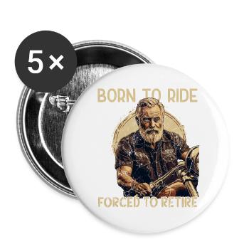 Lustiger Rentner Biker Vintage Motorrad Retro - Buttons groß 56 mm (5er Pack) - Weiß - Vorne