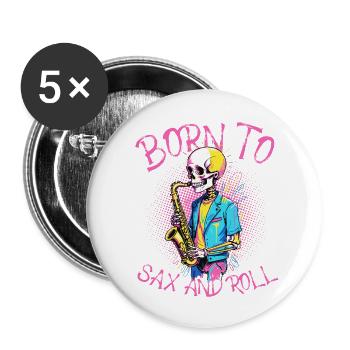 Lustiges Saxophon Design Zum Saxophonisten Geboren - Buttons groß 56 mm (5er Pack) - Weiß - Vorne