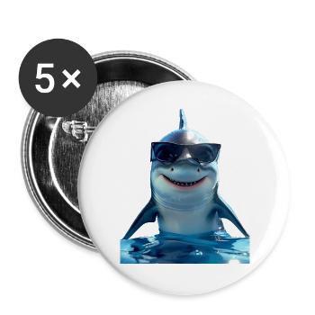 Hai Haifisch Tigerhai Grauhai Haie Weißer Hai - Buttons groß 56 mm (5er Pack) - Weiß - Vorne