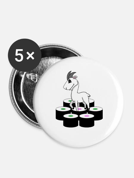 Ziege Sushi - Buttons groß 56 mm (5er Pack) - Weiß