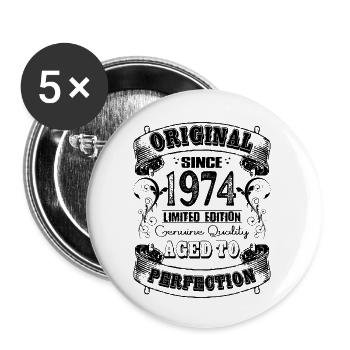1974 Vintage Born Retro Vintage Geburtstag - Buttons groß 56 mm (5er Pack) - Weiß - Vorne