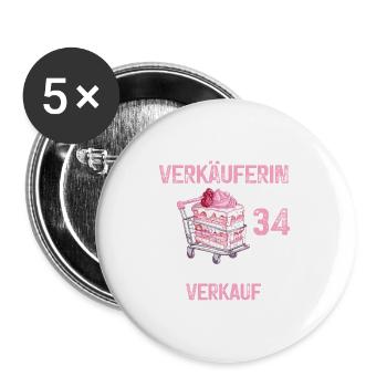 Verkäuferin 34 Geburtstag Verkauf Beruf 34 Jahre - Buttons groß 56 mm (5er Pack) - Weiß - Vorne
