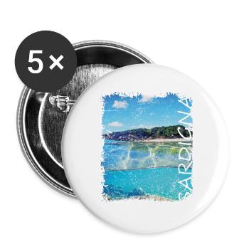 Sardinien Sardigna - Buttons groß 56 mm (5er Pack) - Weiß - Vorne