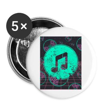 Liebe zur Musik Note - Buttons groß 56 mm (5er Pack) - Weiß - Vorne