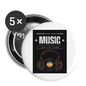 LIEBE ZUR MUSIK 12 - Buttons groß 56 mm (5er Pack) - Weiß - Vorne