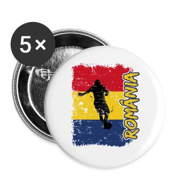 Rumänien Fußball - Buttons groß 56 mm (5er Pack) - Weiß - Vorne