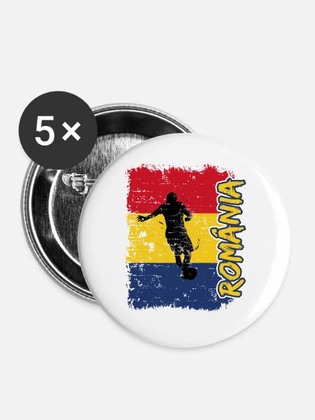Rumänien Fußball - Buttons groß 56 mm (5er Pack) - Weiß