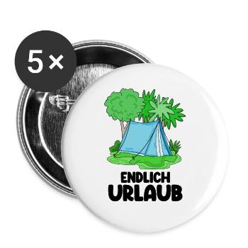 Zelt Urlaub Urlauber Zelten - Buttons groß 56 mm (5er Pack) - Weiß - Vorne
