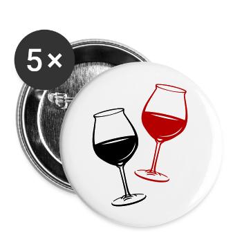 Verre symbole du vin - Lot de 5 grands badges (56 mm) - blanc - Devant