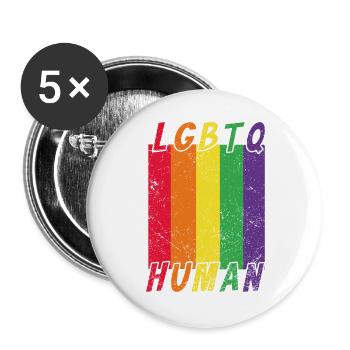 LGBTQ Human - Buttons groß 56 mm (5er Pack) - Weiß - Vorne