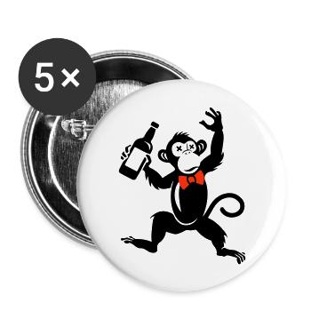 Affe Lustig Party Jga Bräutigam Groom - Buttons groß 56 mm (5er Pack) - Weiß - Vorne