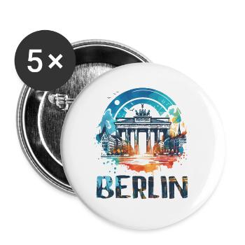 Berlin City Brilliance: Lebendige Stadtbildkunst - Buttons groß 56 mm (5er Pack) - Weiß - Vorne