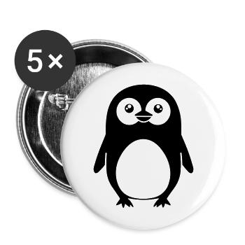 Pingouin - Lot de 5 grands badges (56 mm) - blanc - Devant