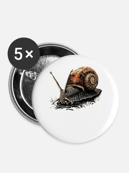Schnecke Weinbergschnecke Schneckenhaus Schnecken - Buttons groß 56 mm (5er Pack) - Weiß