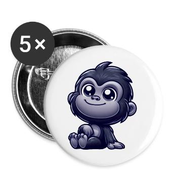 Cute monkey chimpanzee gorilla peaceful happy - Buttons large 2.2''/56 mm (5-pack) - white - Front