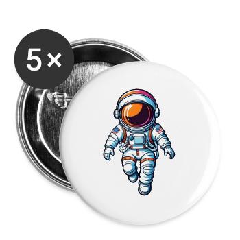Colorful Cartoon Astronaut - Buttons large 2.2''/56 mm (5-pack) - white - Front