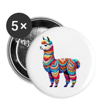 Alpaka - Buttons groß 56 mm (5er Pack) - Weiß - Vorne