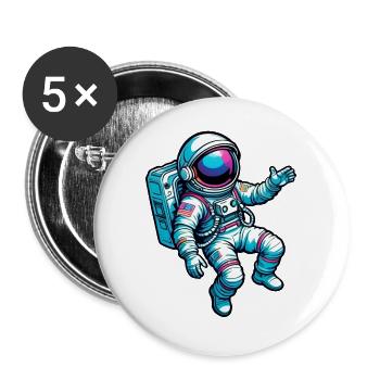 Colorful Cartoon Astronaut - Buttons large 2.2''/56 mm (5-pack) - white - Front