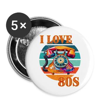 J’aime le vintage rétro des années 80 - Lot de 5 grands badges (56 mm) - blanc - Devant