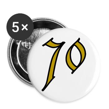 70. 70 ANS. 70e ANNIVERSAIRE. ANNIVERSAIRE 70 ANS. - Lot de 5 grands badges (56 mm) - blanc - Devant
