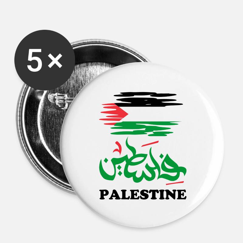 SOLIDARITY WITH PALESTINE - Buttons large 2.2''/56 mm (5-pack) - white