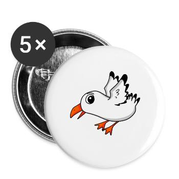 Seagull Bird - Buttons large 2.2''/56 mm (5-pack) - white - Front